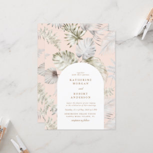 Convites Casamento de Folhagem Tropical de Silver Luxurioso