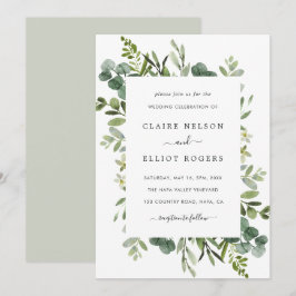 Convites Casamento de Folhagem Verde Eucalyptus