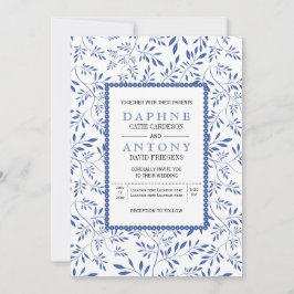 Convites Casamento de folhas azuis do índio moderno