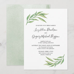 Convites Casamento de Folhas Botânicas de Aquarela