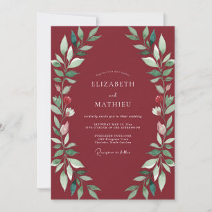 Convites Casamento de Folhas Carmesim