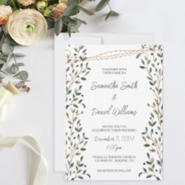 Convites Casamento de Folhas de Aquarela e Verdura