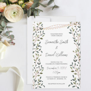 Convites Casamento de Folhas de Aquarela e Verdura