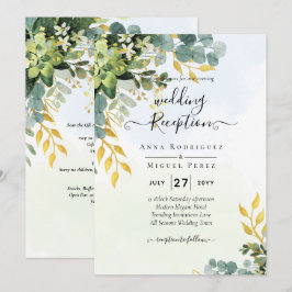 Convites Casamento de Folhas de Eucalipto Dourado, tudo em 