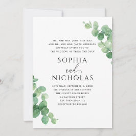 Convites Casamento de Folhas de Eucalipto. Jardim de Verdur