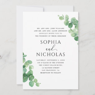 Convites Casamento de Folhas de Eucalipto. Jardim de Verdur