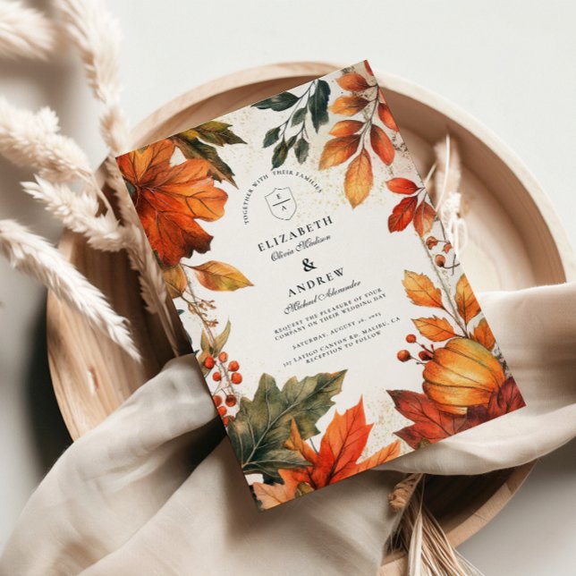 Convites Casamento de Folhas de Outono Negrito (Criador carregado)