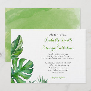 Convites Casamento de Folhas de Palmeira Aquarela Verde Tro