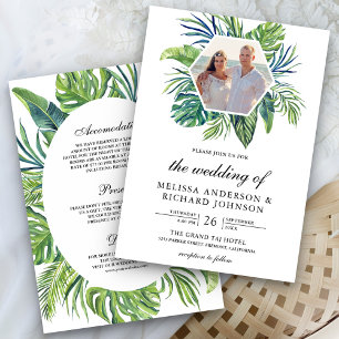 Convites Casamento de Folhas de Palmeira Monstera Tropical