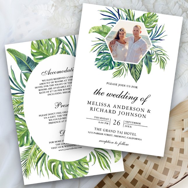 Convites Casamento de Folhas de Palmeira Monstera Tropical  (Criador carregado)