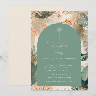 Convites Casamento de Folhas de Palmeira Tropicais Elegante