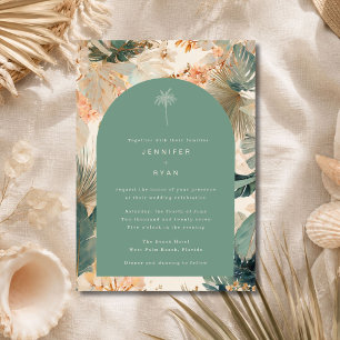 Convites Casamento de Folhas de Palmeira Tropicais Elegante