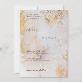 Convites Casamento de Folhas de Pastel Suave em Aquarela