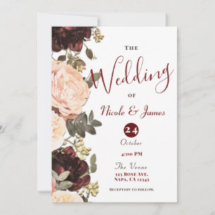 Convites Casamento de Folhas de Verde com Flores Rosa e Mar