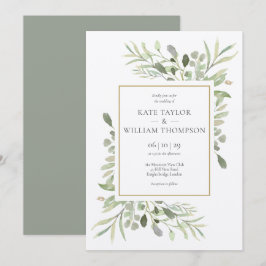 Convites Casamento de Folhas de Verdura Kraft Rústico