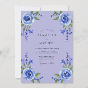 Convites Casamento de Folhas de Vinca Azul e Centáurea