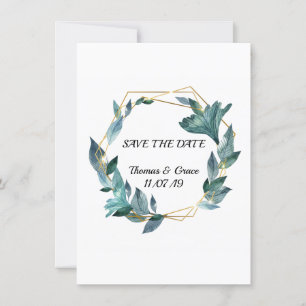 Convites Casamento de Folhas Enquadradas com Aquarela Adorá