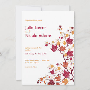 Convites Casamento de Folhas Flores Botões Secos de Outono