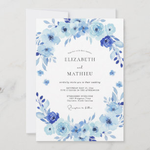 Convites Casamento de Folhas Pintadas de Periwinkle