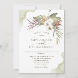 Convites Casamento de Folhas Secas de Palma Verde Tropical