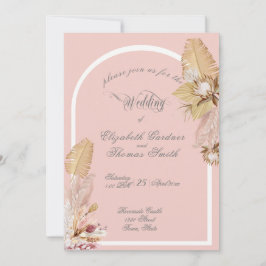 Convites Casamento de Folhas Tropicais Grama Pompas Boêmia