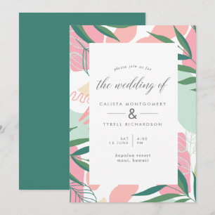 Convites Casamento de Folhas Tropicais Modernas Abstrato