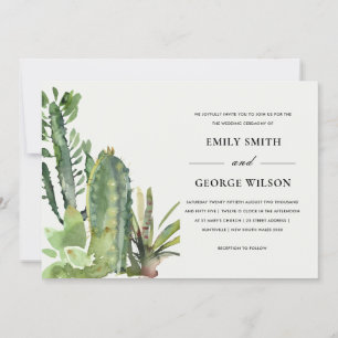 CONVITES CASAMENTO DE FOLIAGEM DE CACTI FLORAL FLORAL BOHO 