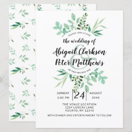 Convites Casamento de Fólias Frescas de Molas de Aquarelas 