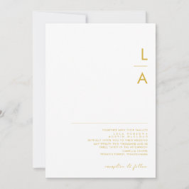 Convites Casamento de Font Monograma Dourado Minimalista Mo