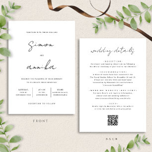 Convites Casamento de Fontes Modernas Elegante All-in-One