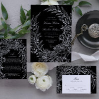 Casamento de Fora Branca de Flor Negra Editável