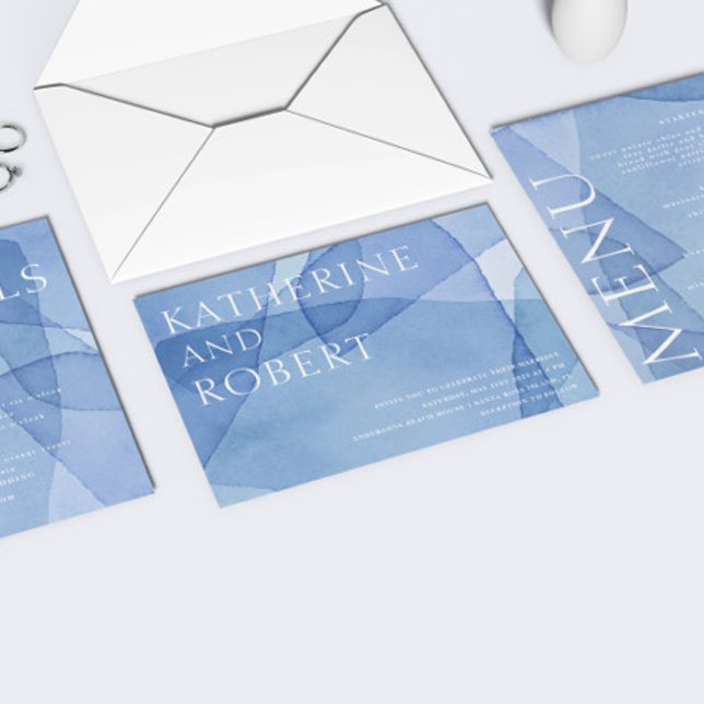 Convites Casamento de Formas de Aquarela Moderna Elegante (Criador carregado)
