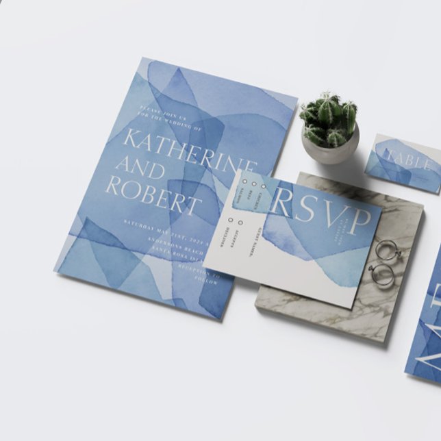 Convites Casamento de Formas de Aquarela Moderna Elegante (Criador carregado)