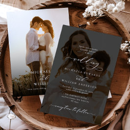 Convites Casamento de Foto 2-Foto Elegante Moderna Caligraf