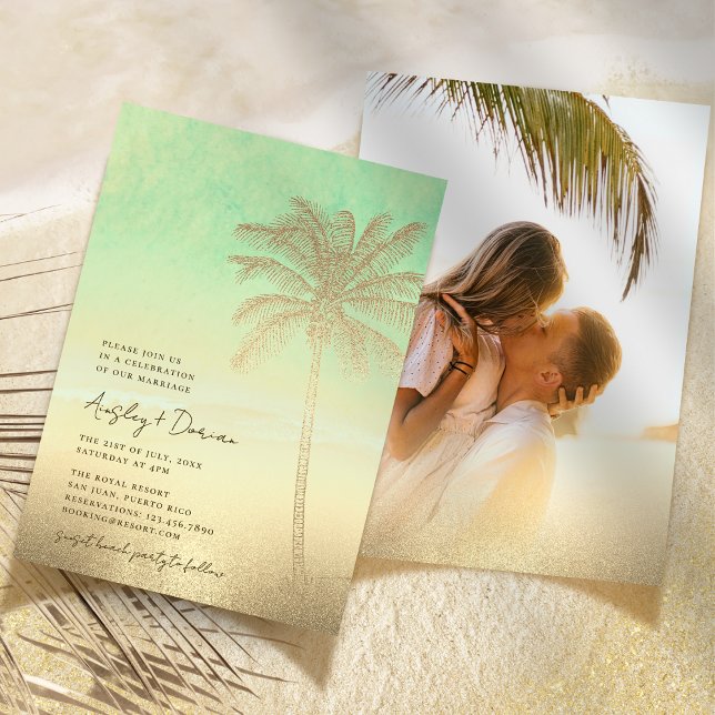 Convites Casamento de Foto Boho da Árvore de Palma de Areia (Criador carregado)