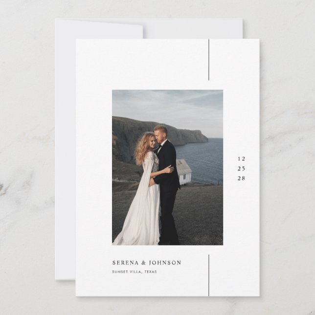 Convites Casamento de Foto Boho Minimalista (Frente)