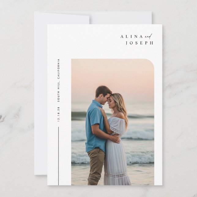 Convites Casamento de Foto Boho Minimalista Moderno (Frente)