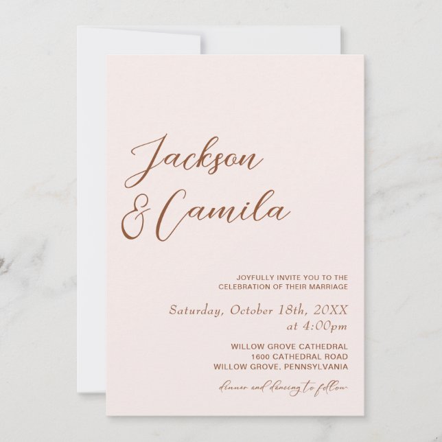Convites Casamento de Foto Boho Terracota e Creme  (Frente)