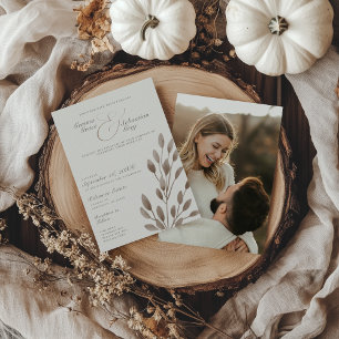 Convites Casamento de Foto Botânica de Ivory & Ash Fall
