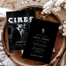 Convites Casamento de Foto Botânica Minimalista Elegante