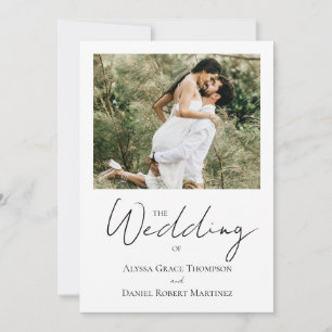 Convites Casamento de Foto Branca de Tendy Negra Moderna