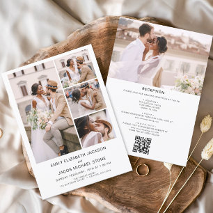 Convites Casamento de Foto Branco Minimalista Tudo em Um Có