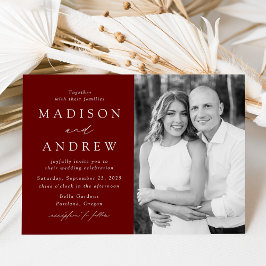 Convites Casamento de Foto Burgundy Elegante Moderno