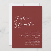 Casamento de Foto Burgundy Minimalista