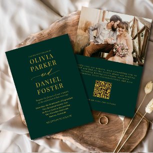 Convites Casamento de Foto Clássica do Código QR Dourado Em