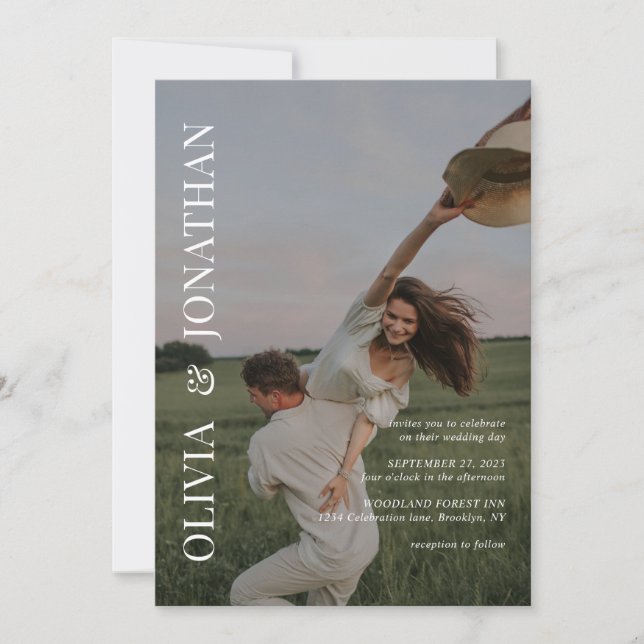 Convites Casamento de Foto Clássico Simples (Frente)