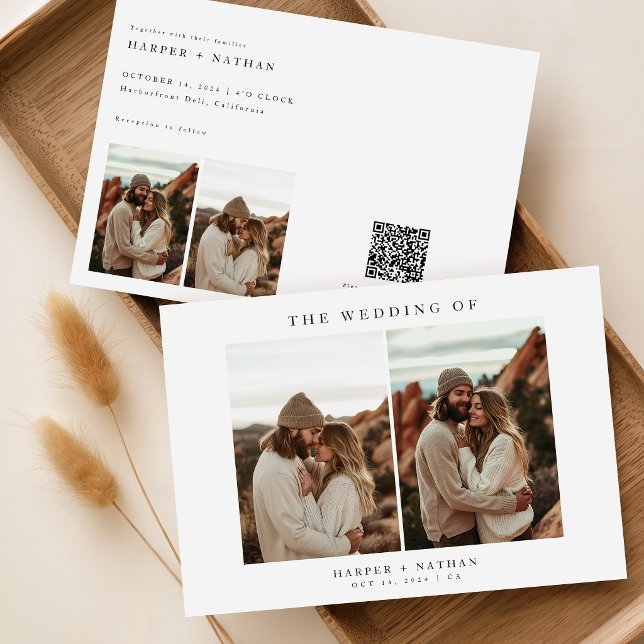 Convites Casamento de Foto Código QR Boho (Criador carregado)
