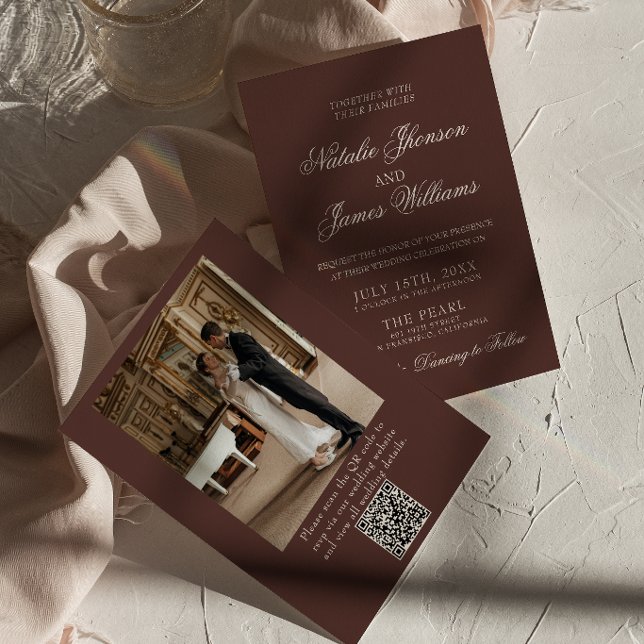Convites Casamento de Foto Código QR Chocolate Marrom Dinhe (Criador carregado)