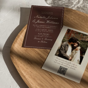 Convites Casamento de Foto Código QR Chocolate Marrom Dinhe