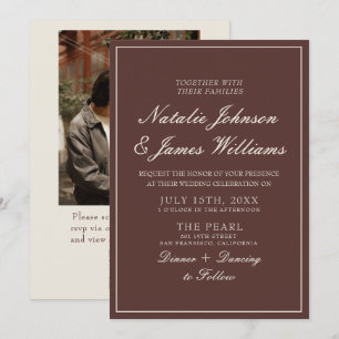 Convites Casamento de Foto Código QR Chocolate Marrom Dinhe